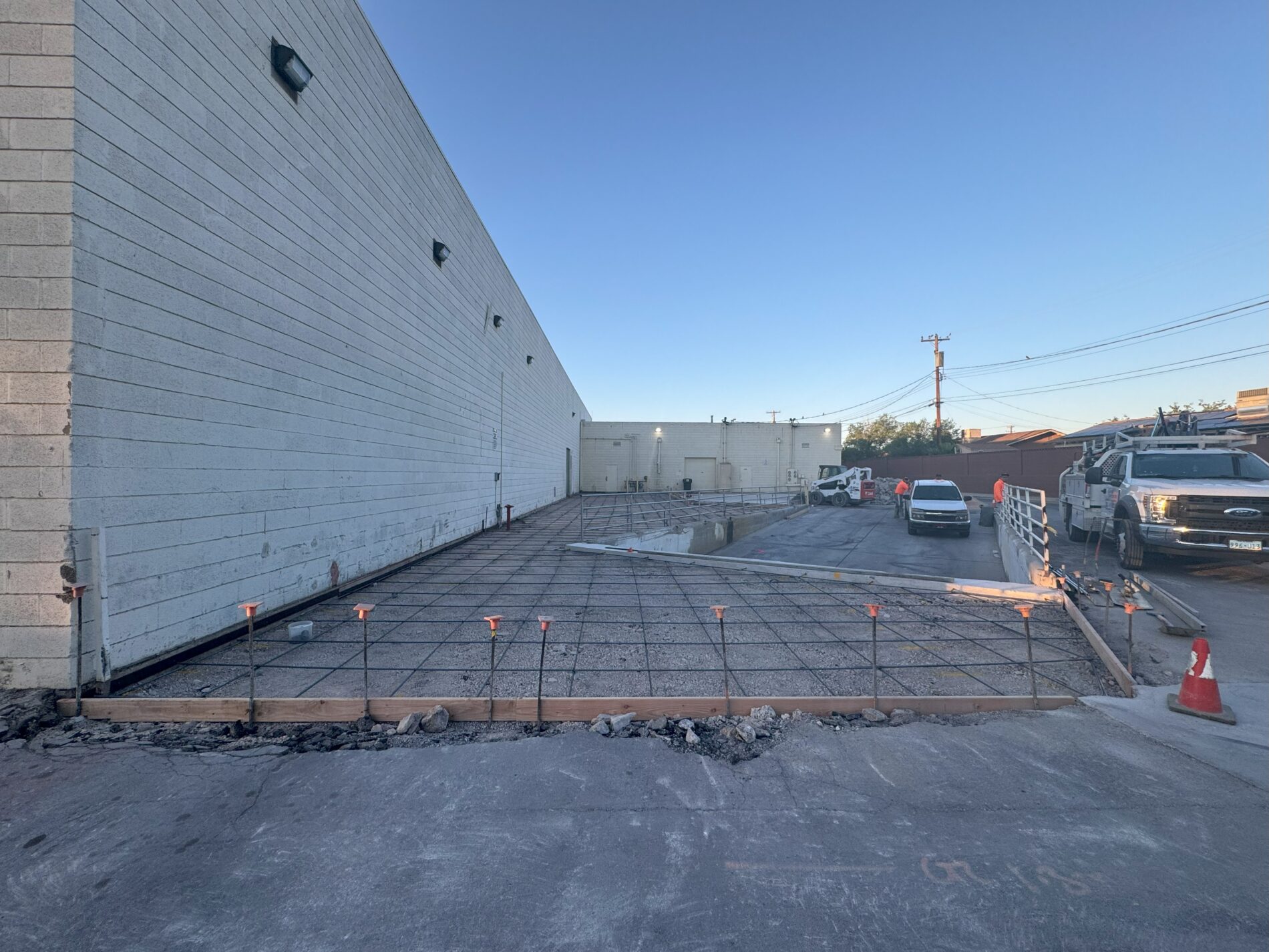 Concrete construction on sidewalk