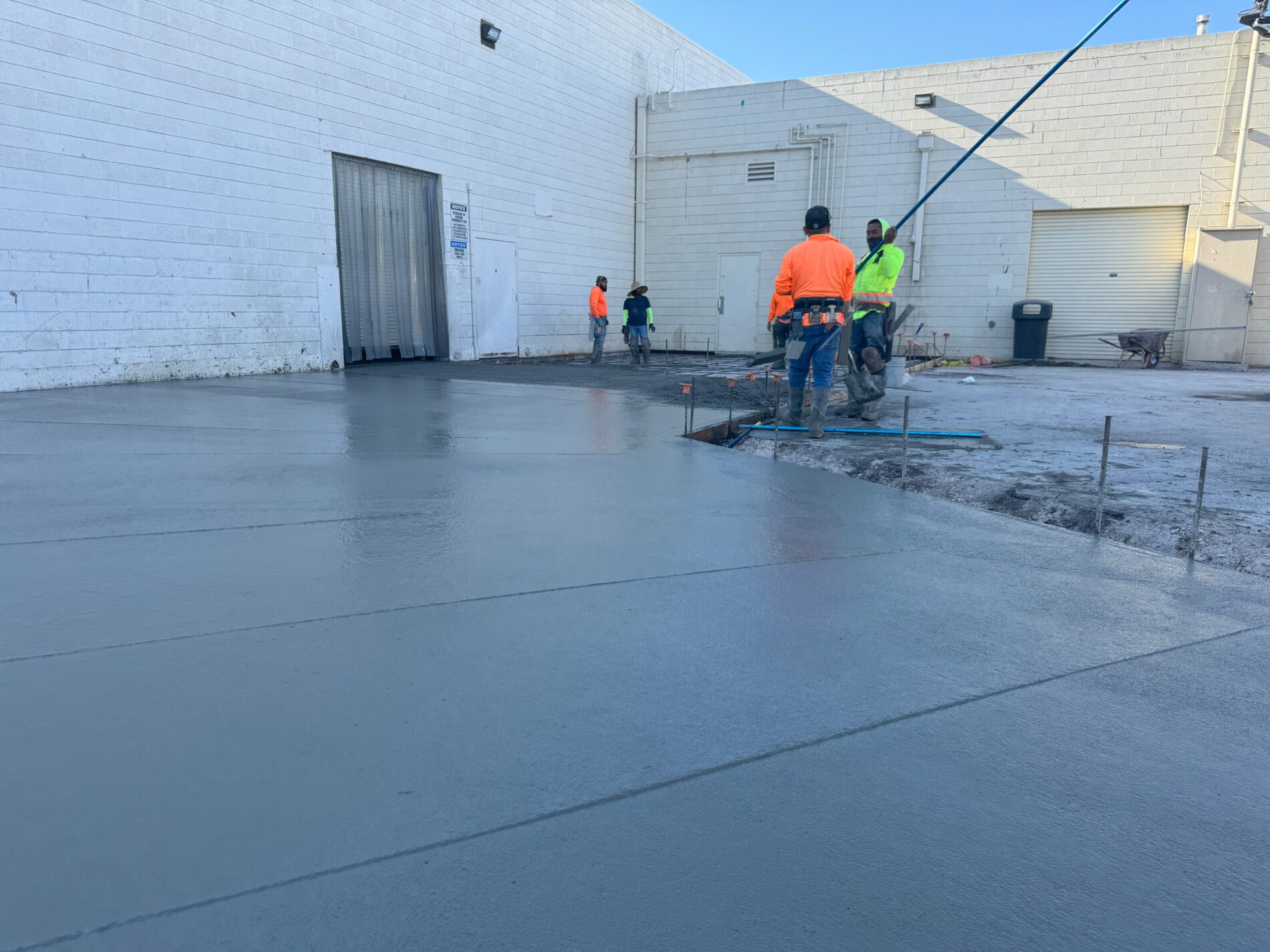 Concrete construction on sidewalk