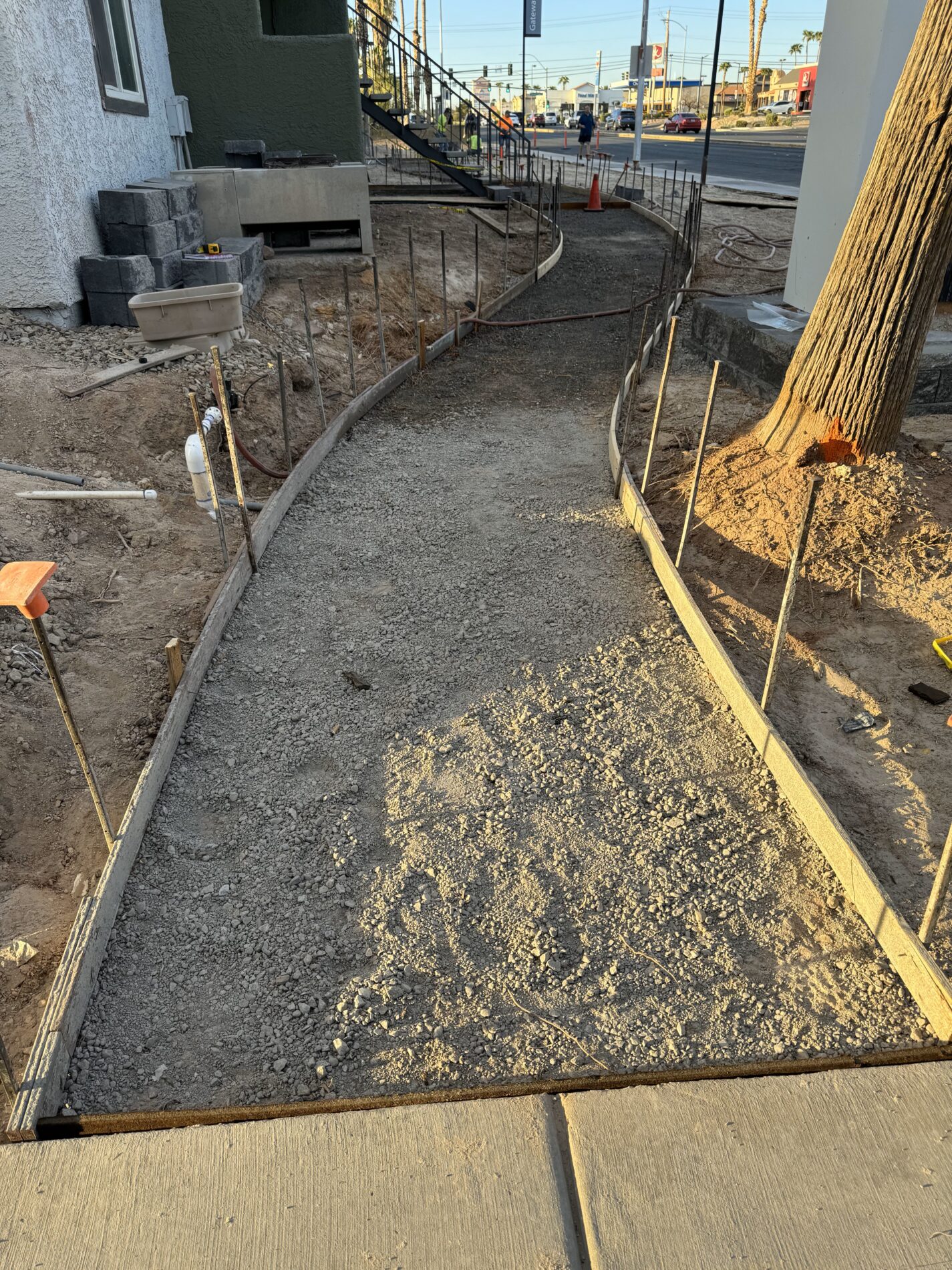 Sidewalk ready to pour concrete